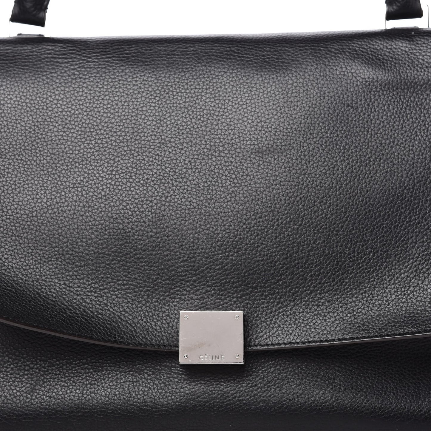Drummed Calfskin Suede Small Trapeze Black