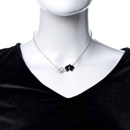 Cartier 18K White Gold Diamond Black Onyx Caresse D'Orchidees Par Pendant Necklace 2 of 6