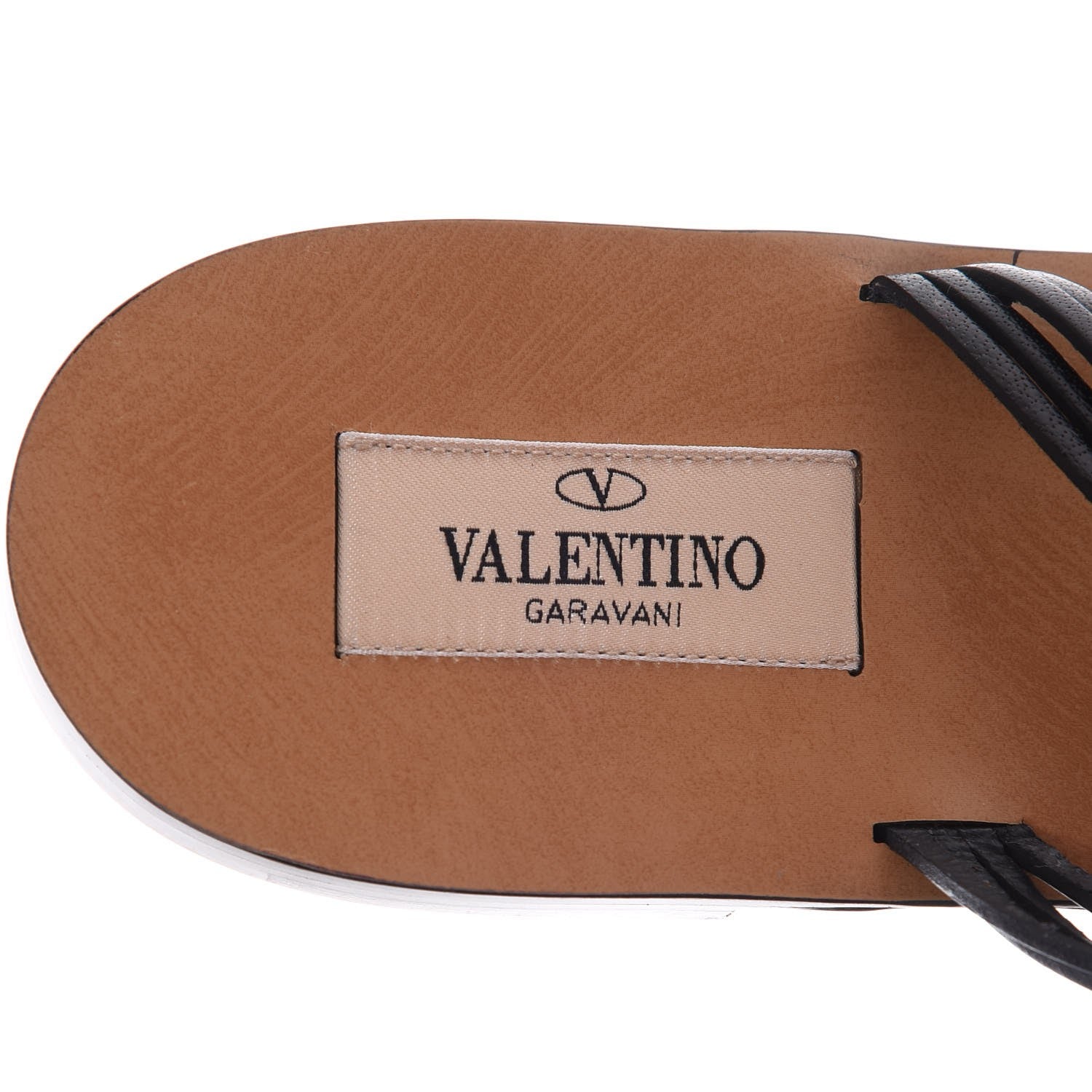 Valentino Garavani Calfskin Turquoise Braided Scarab Ankle Wrap Flat Sandals 38 Black 6 of 7