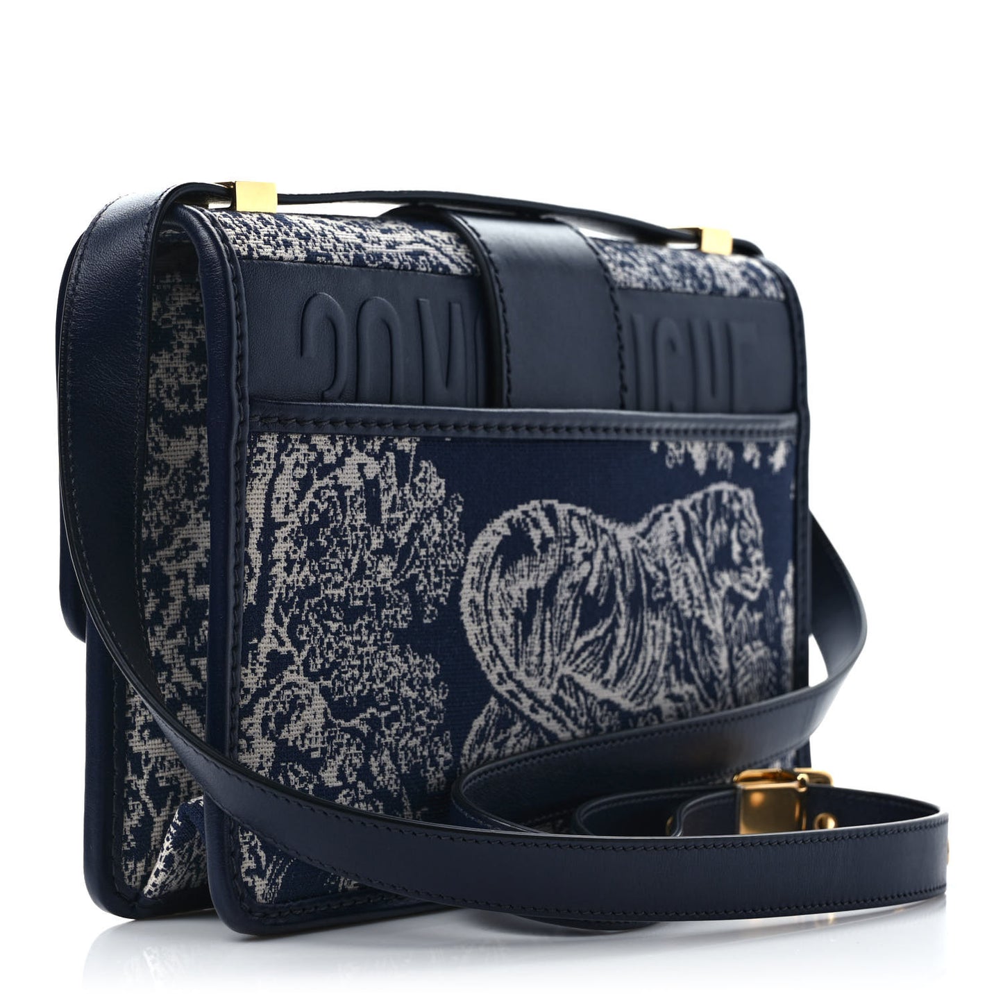 Toile de Jouy Reverse Jacquard 30 Montaigne Flap Bag Blue
