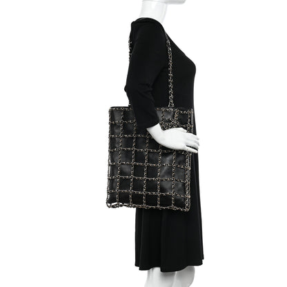 Chanel Lambskin Large Shopping Chain Tote Black 2 of 9