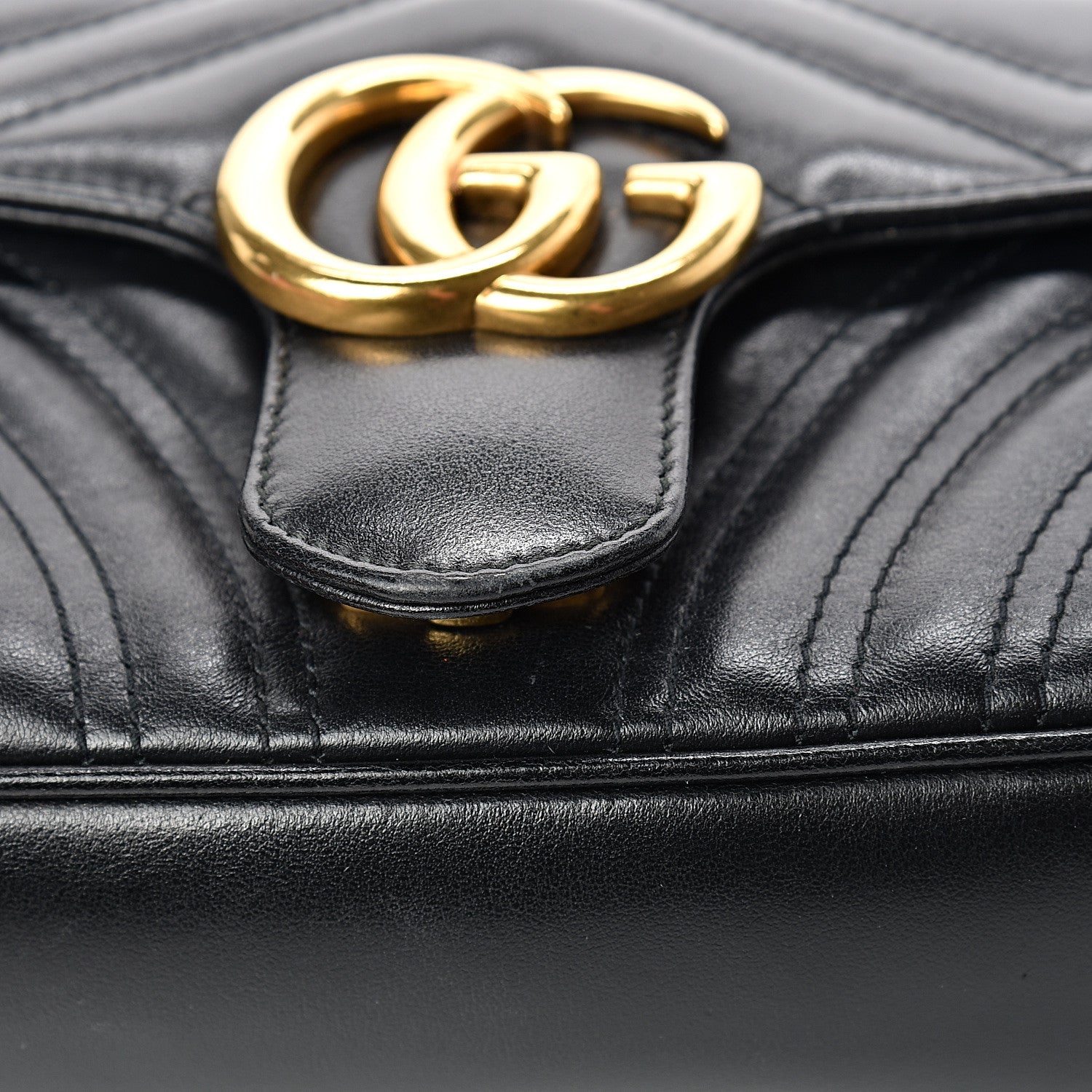 Gucci Calfskin Matelasse Mini GG Marmont Shoulder Bag Black 13 of 14