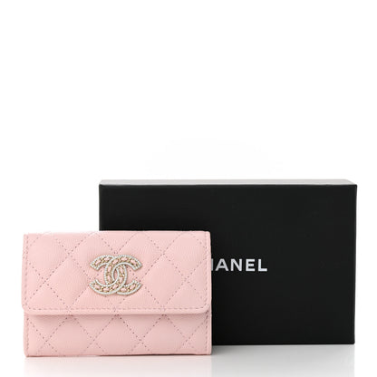Chanel Caviar Quilted Crystal CC Flap Card Holder Pink 11 of 11