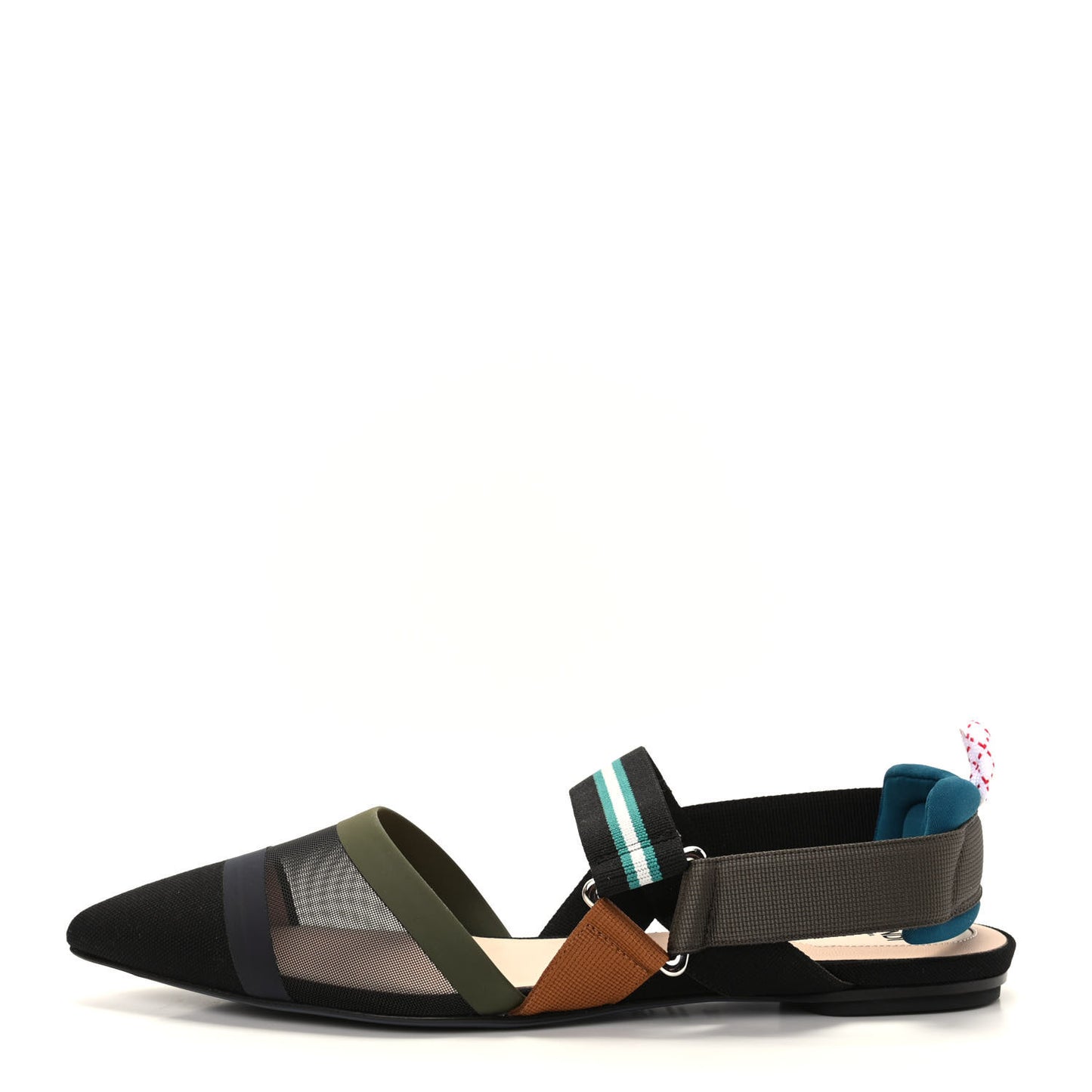 Technical Mesh Colibri Slingback Ballerina Flats 38.5 Green Multicolor