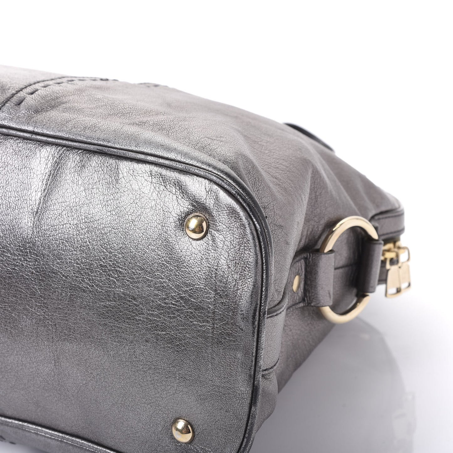 Metallic Calfskin Oversized Muse Silver