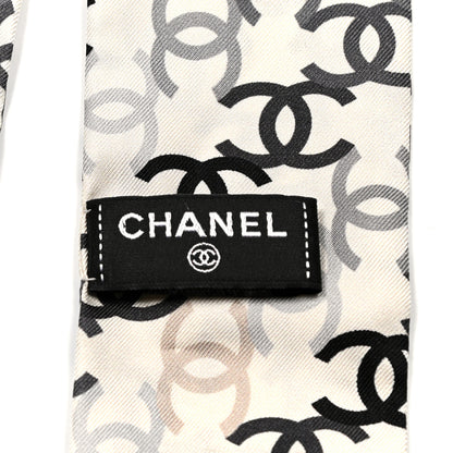 Chanel Silk CC Slim Bandeau Scarf Ecru Black 3 of 3