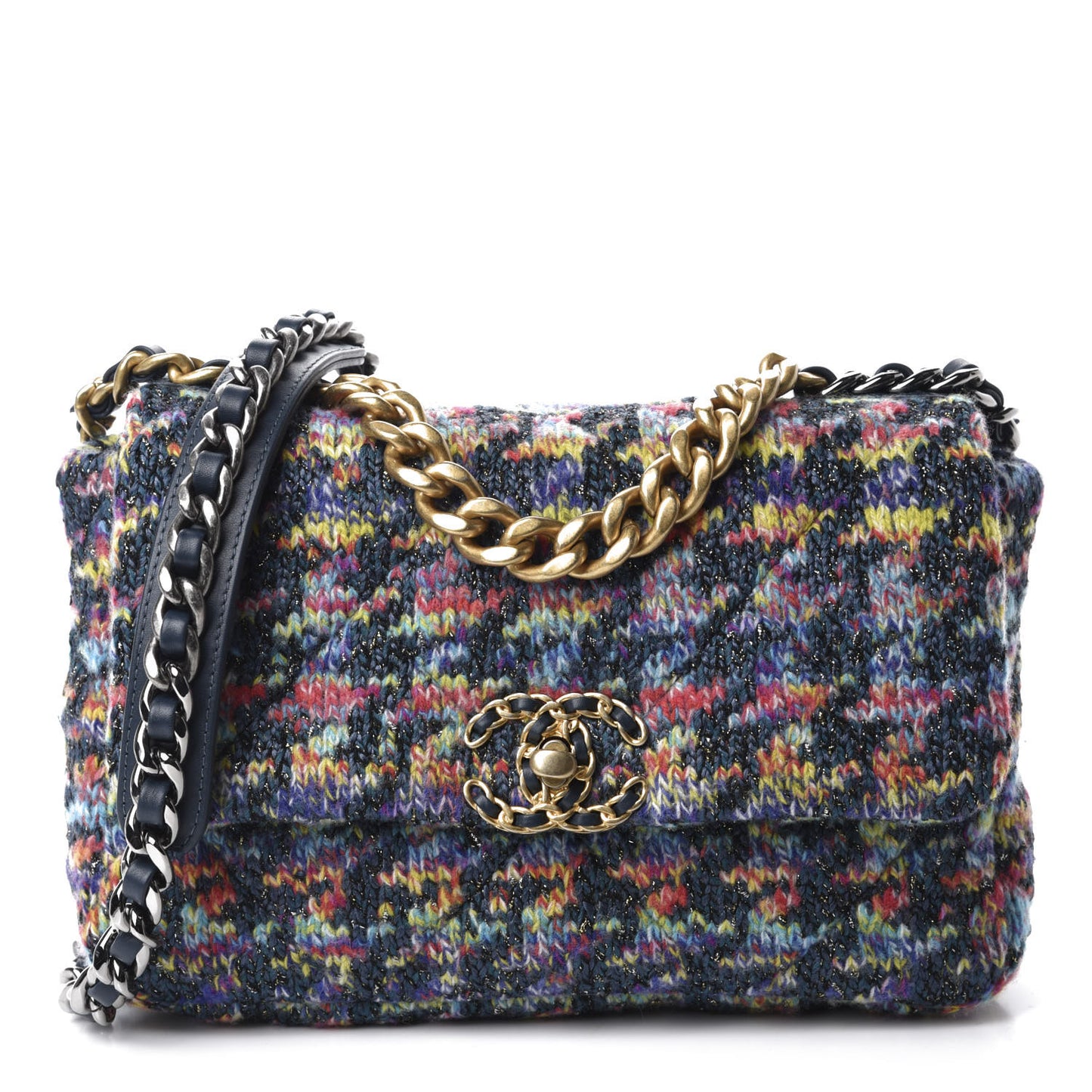 Tweed Quilted Medium Chanel 19 Flap Dark Multicolor