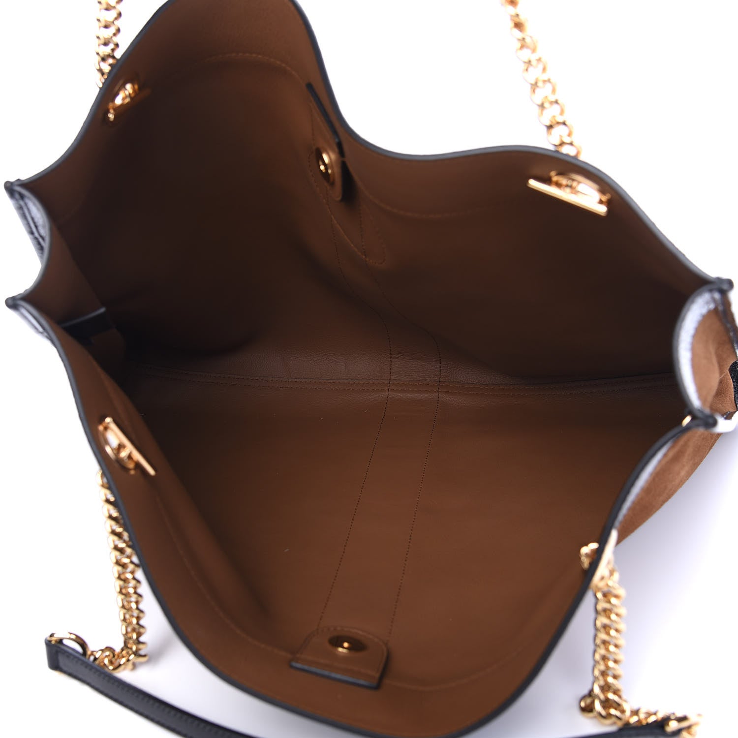 Gucci Suede Patent Large Rajah Chain Tote Nocciola Black 4 of 9