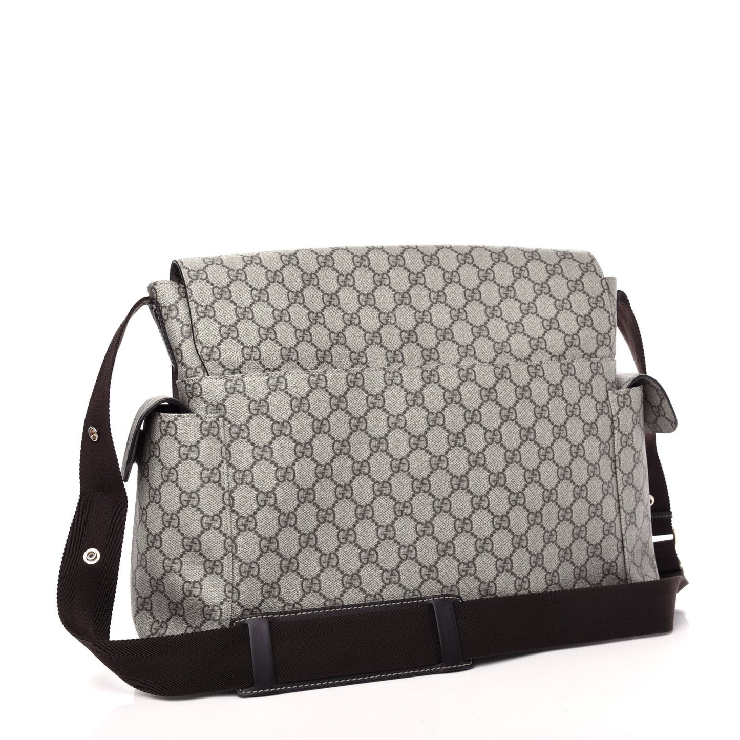 GG Supreme Monogram Selleria Calfskin Messenger Diaper Bag Beige Ebony Cocoa Dark Chocolate