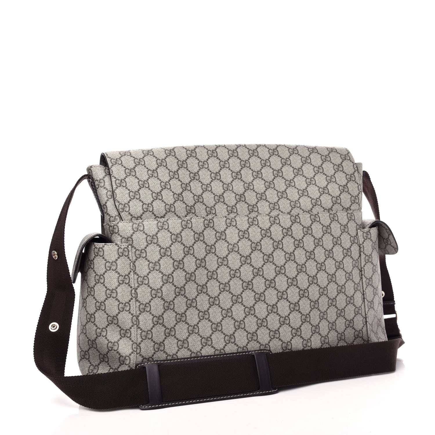 Gucci GG Supreme Monogram Selleria Calfskin Messenger Diaper Bag Beige Ebony Cocoa Dark Chocolate 3 of 10