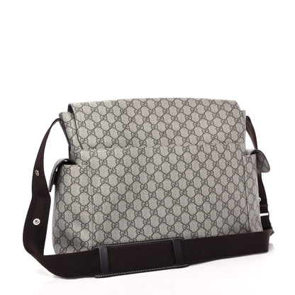 Gucci GG Supreme Monogram Selleria Calfskin Messenger Diaper Bag Beige Ebony Cocoa Dark Chocolate 3 of 10