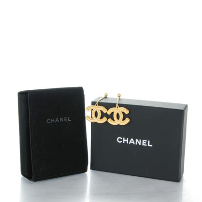Chanel CC Drop Earrings Matte Gold 5 of 5