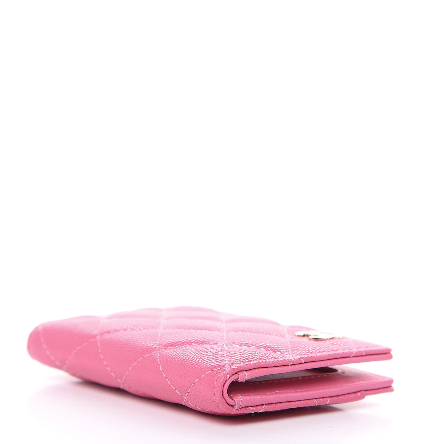 Caviar Quilted Card Holder Wallet Pink