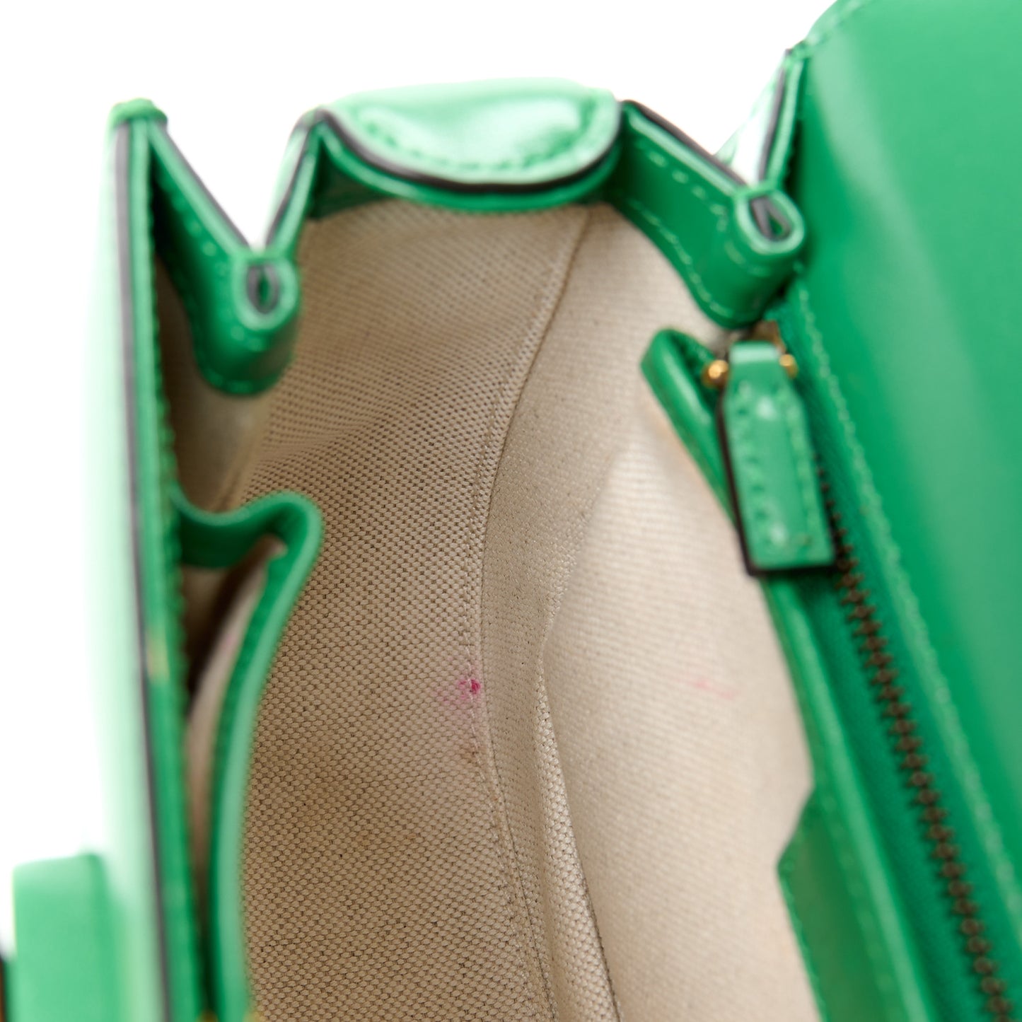 Boarded Dyana Lux Calfskin Web Small Bamboo 1947 Top Handle Bag Spring Green