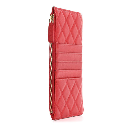 Chanel Caviar Quilted Classic Flat Wallet Pouch Red 3 of 11