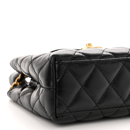 Chanel Shiny Aged Calfskin Quilted Nano Kelly Shopper Black 8 of 9