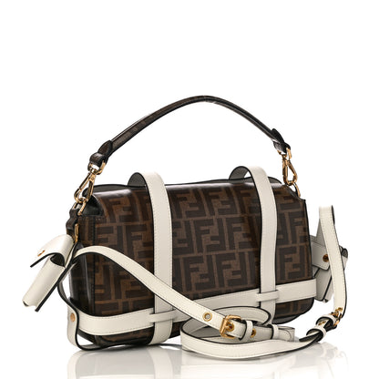 Fendi Glazed Fabric Vitello Century FF 1974 Large Baguette Cage Mogano Panna White Ice 3 of 9