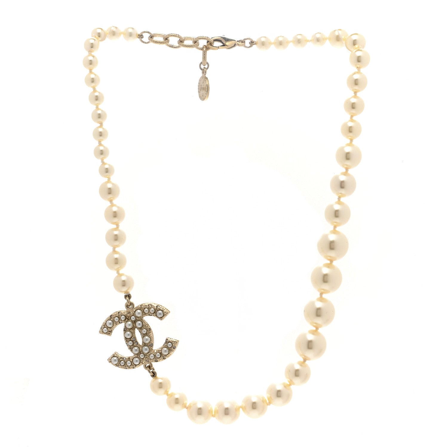 Chanel Pearl CC 100th Anniversary Necklace Light Gold 3 of 7