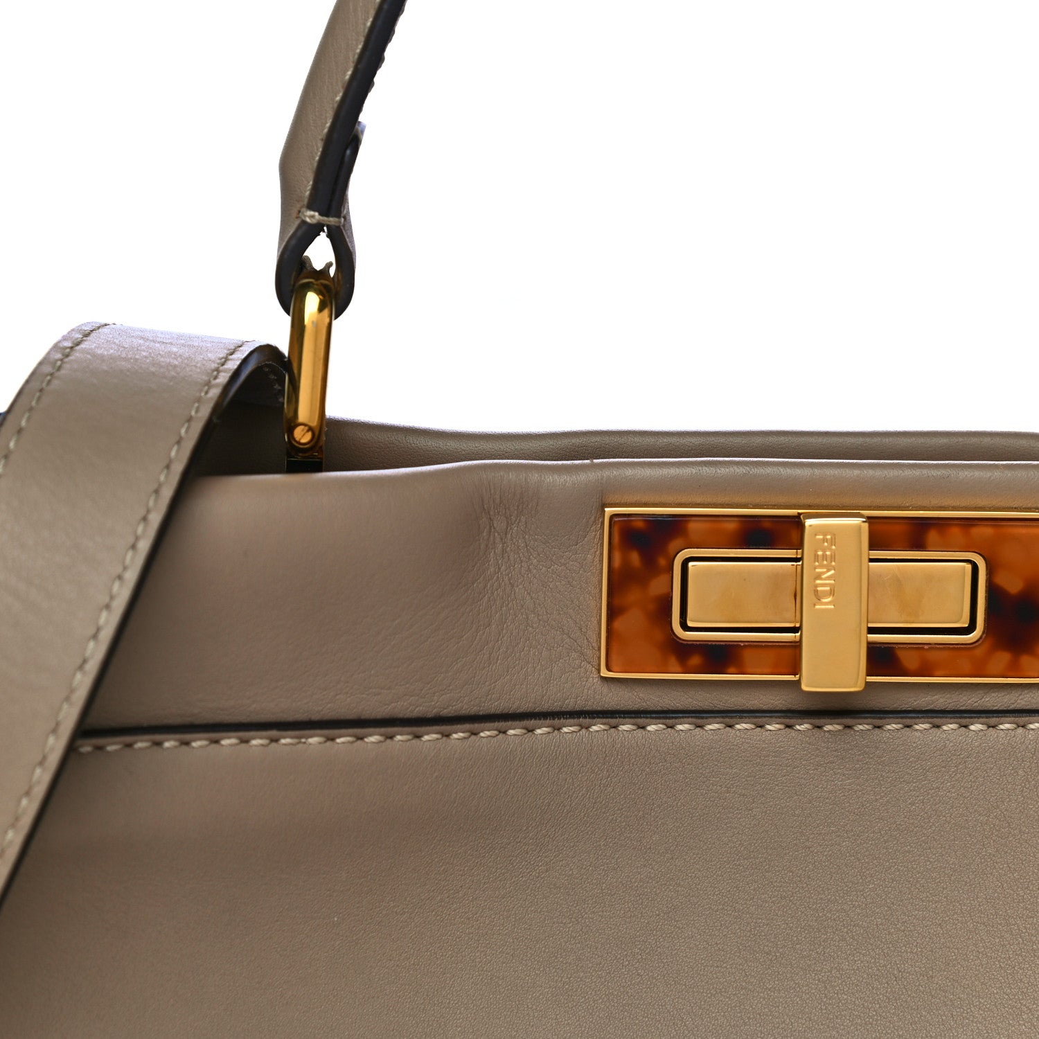 Fendi Vitello Seta Plexiglass Tortoise Medium Peekaboo Iconic Satchel Tortora 13 of 21