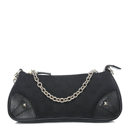 Gucci Monogram Horsebit Nail Chain Pochette Black 1 of 4