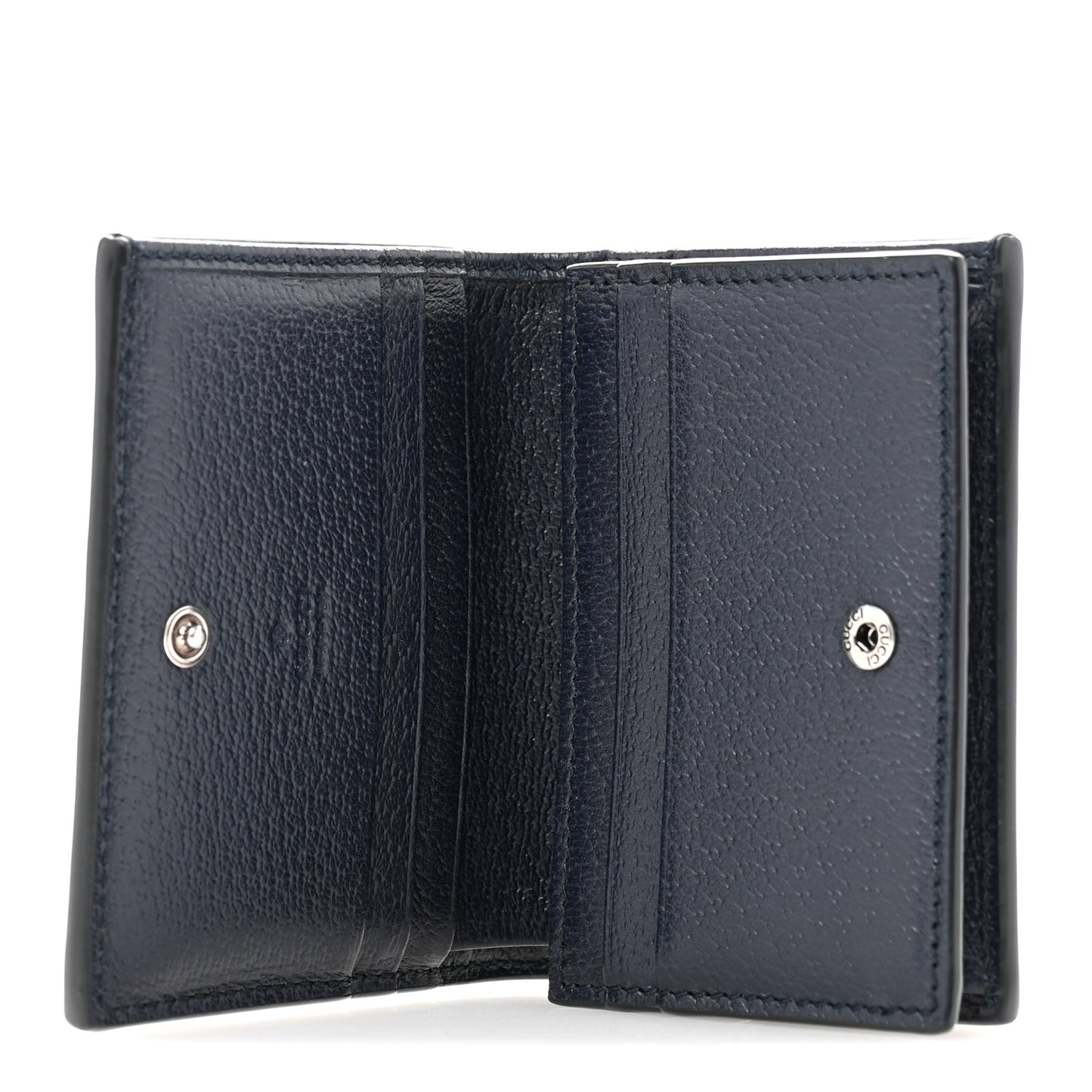 GG Supreme Monogram Textured Dollar Calfskin Web Ophidia Card Case Beige Blue
