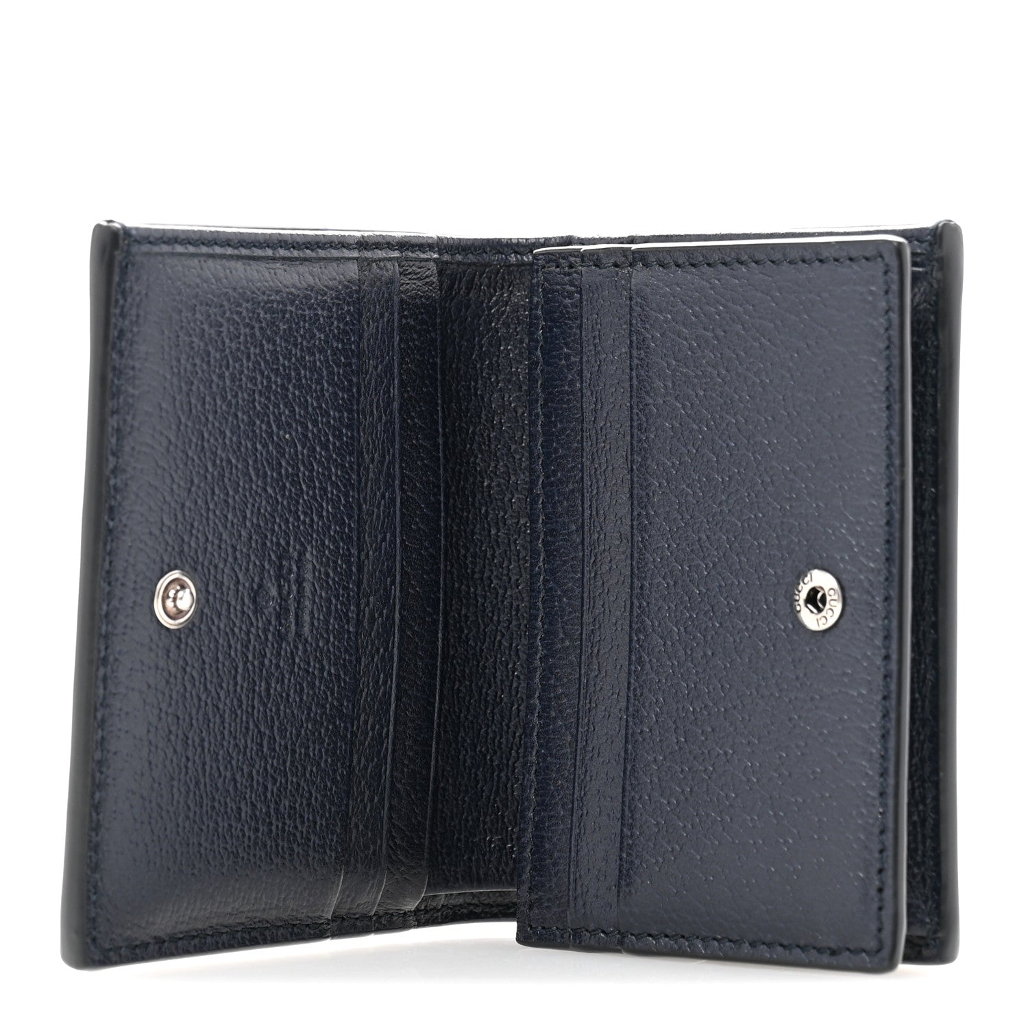 Gucci GG Supreme Monogram Textured Dollar Calfskin Web Ophidia Card Case Beige Blue 5 of 9