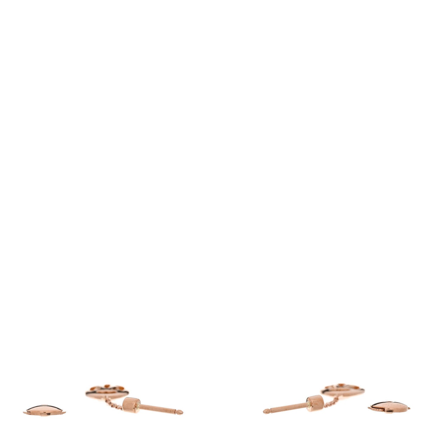 18K Pink Gold Diamond C De Cartier Logo Drop Earrings