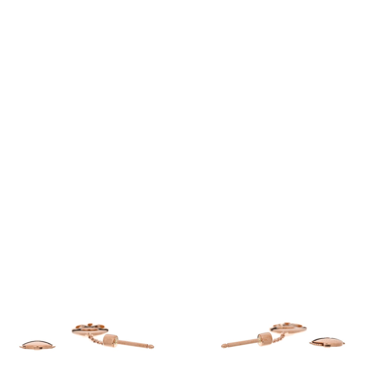 Cartier 18K Pink Gold Diamond C De Cartier Logo Drop Earrings 3 of 4