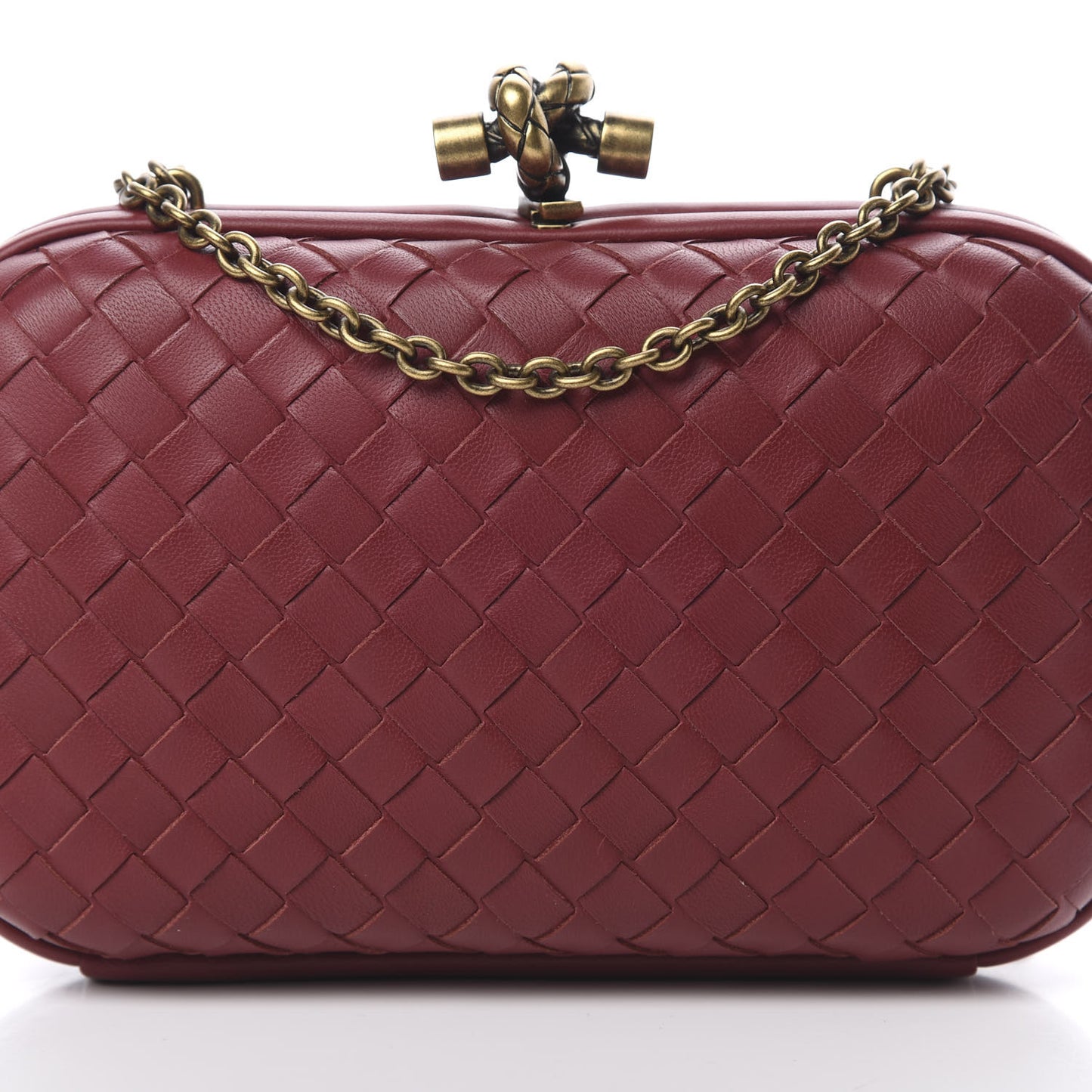 Nappa Intrecciato Chain Knot Clutch Bordeaux