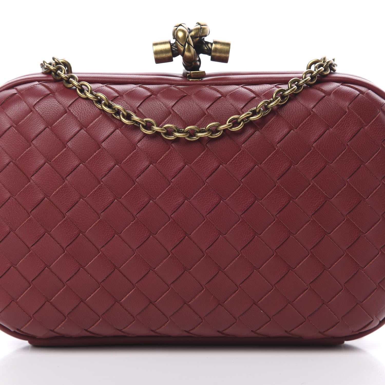 Bottega Veneta Nappa Intrecciato Chain Knot Clutch Bordeaux 7 of 11