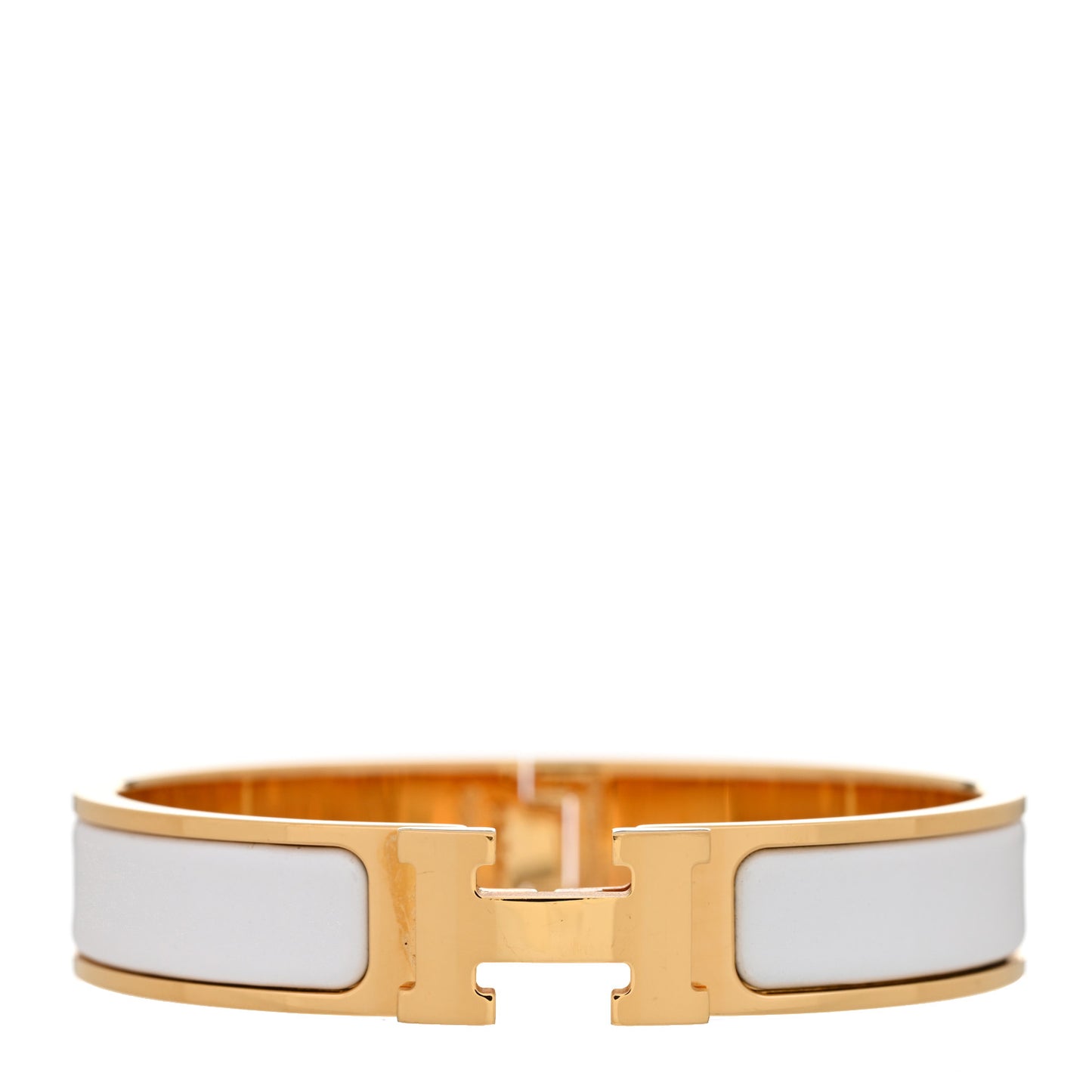 Enamel Narrow Clic Clac H Bracelet PM White