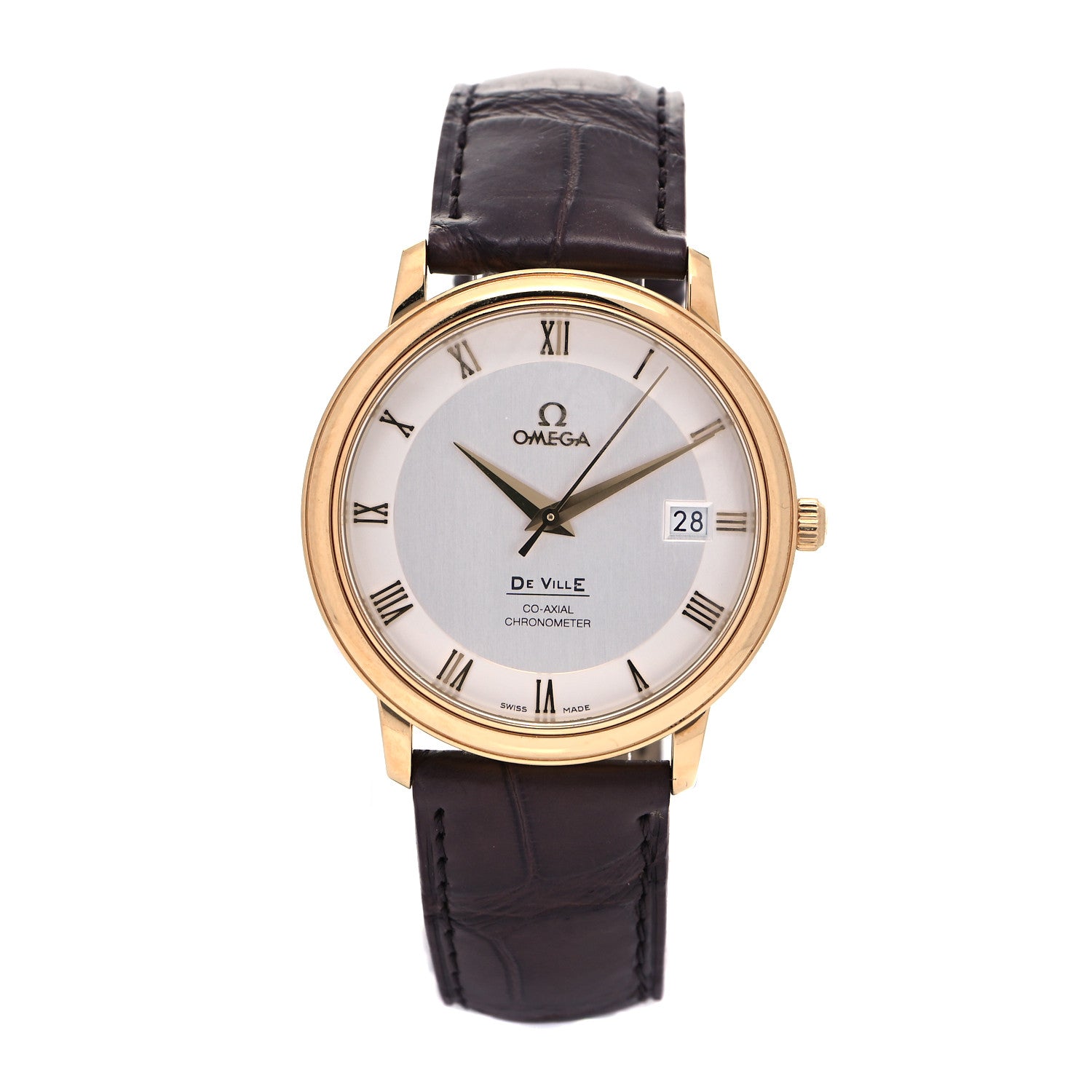 Omega 18K Yellow Gold Alligator 36mm De Ville Prestige Co-Axial Automatic Watch 4617.31.02 1 of 5