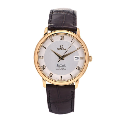 Omega 18K Yellow Gold Alligator 36mm De Ville Prestige Co-Axial Automatic Watch 4617.31.02 1 of 5
