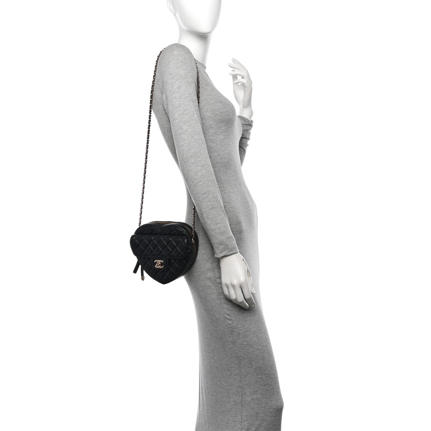 Lambskin Quilted CC In Love Heart Bag Black