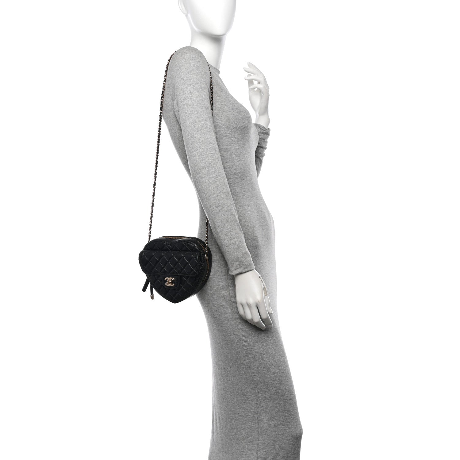 Chanel Lambskin Quilted CC In Love Heart Bag Black 2 of 11