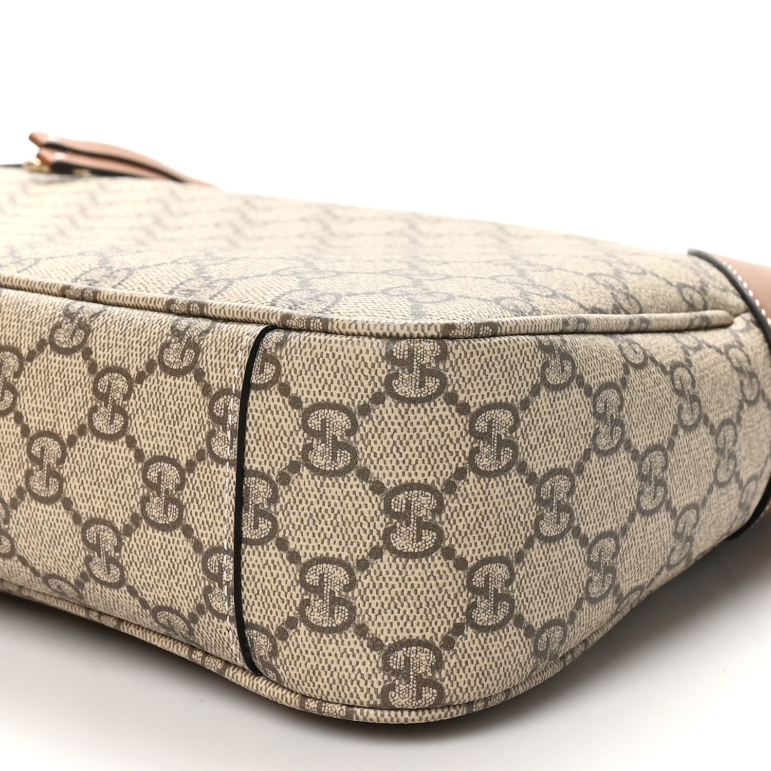 Gucci GG Supreme Monogram Emblem Medium Shoulder Bag Beige Dark Brown 10 of 10