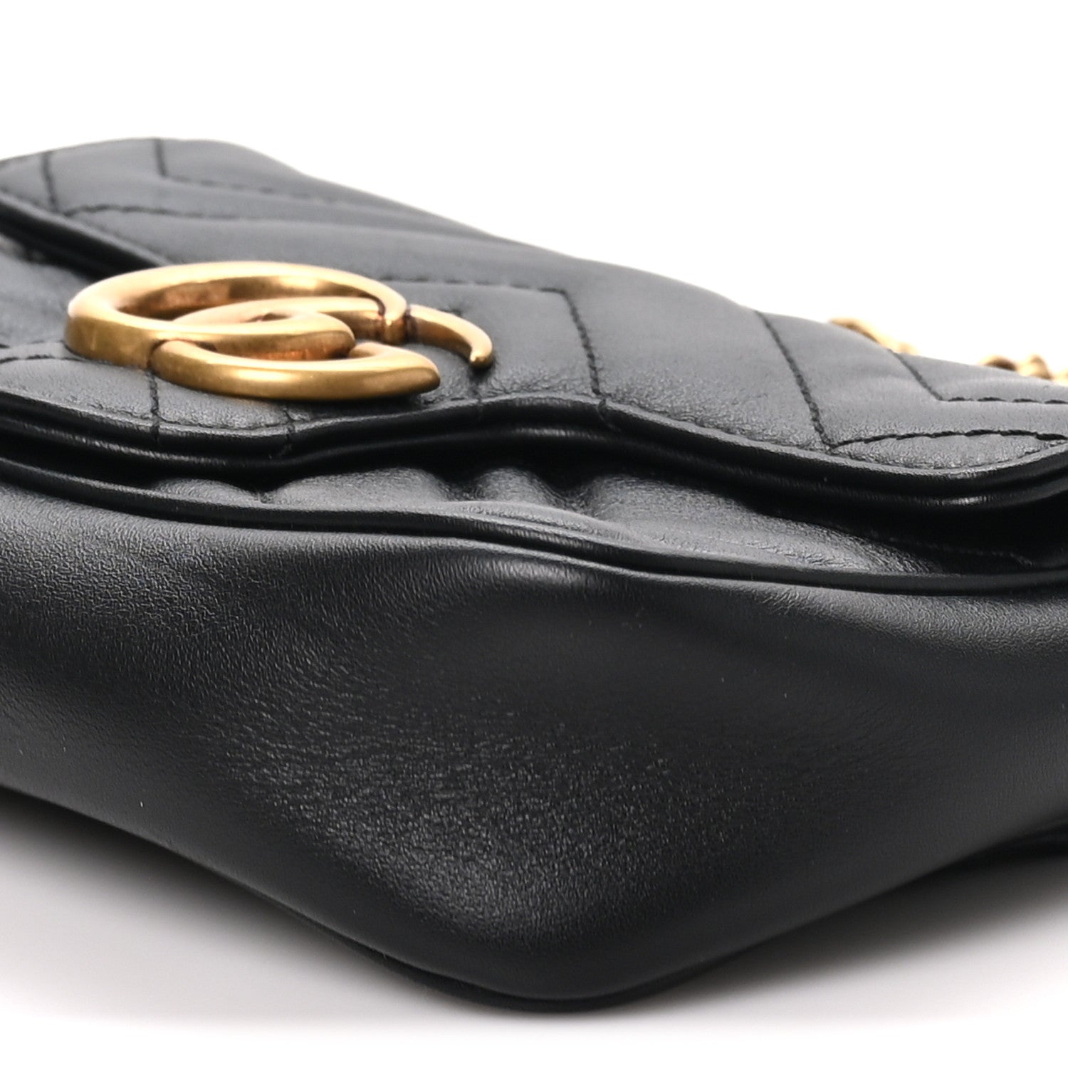 Gucci Calfskin Matelasse Super Mini GG Marmont Shoulder Bag Black 10 of 10
