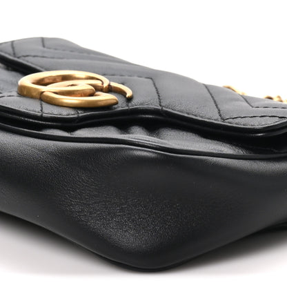 Gucci Calfskin Matelasse Super Mini GG Marmont Shoulder Bag Black 10 of 10