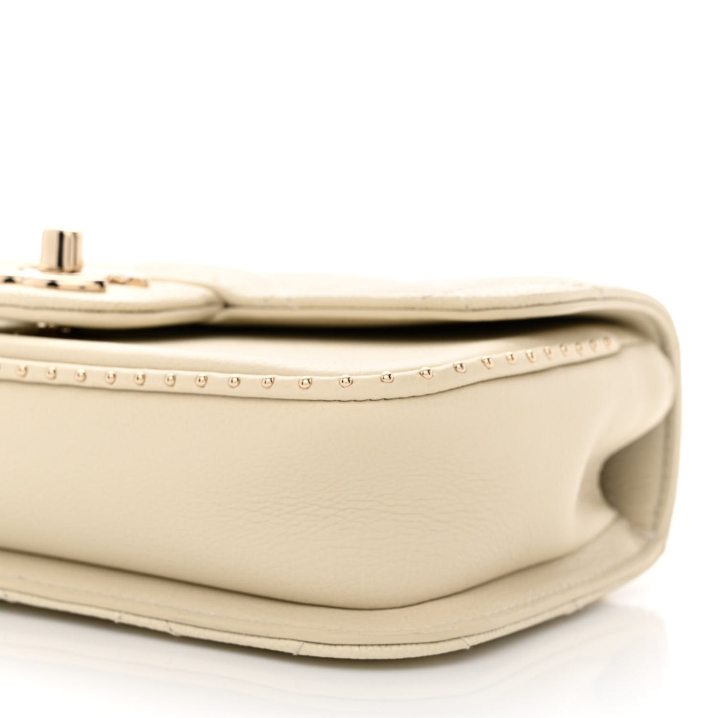 Caviar Quilted Mini Studded Flap White