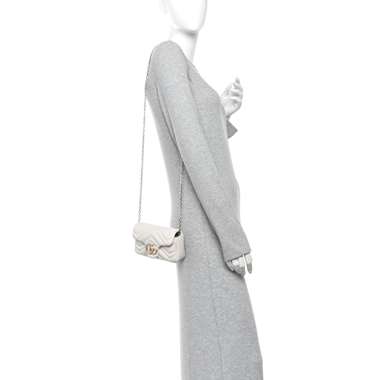 Lambskin Matelasse Mini GG Marmont Shoulder Bag White