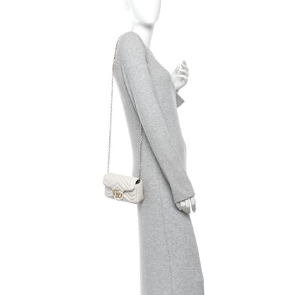 Gucci Lambskin Matelasse Mini GG Marmont Shoulder Bag White 2 of 11