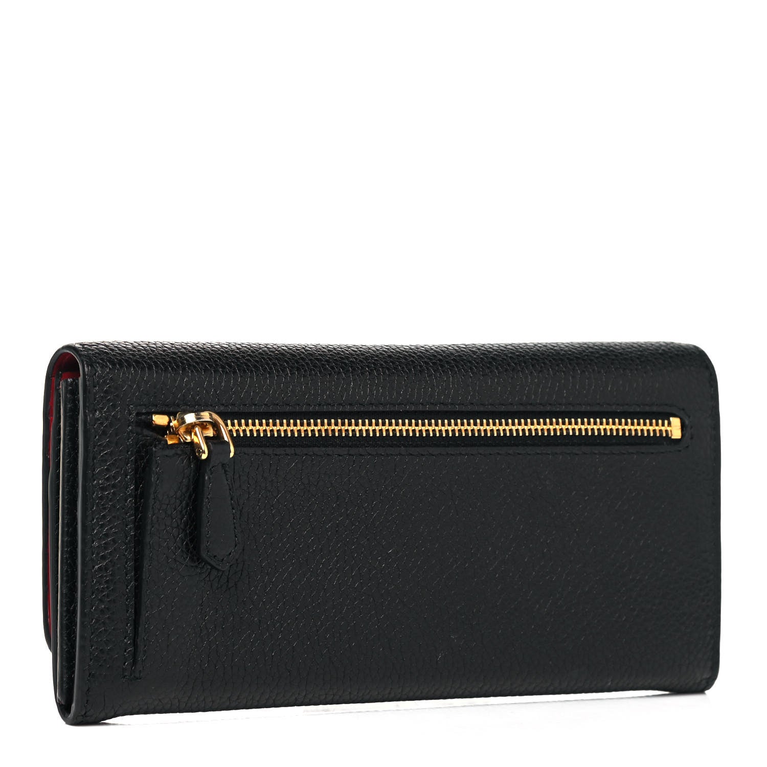 Prada Vitello Daino Bi-Color Continental Flap Travel Wallet Black Fuoco 4 of 7