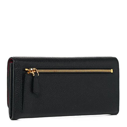 Prada Vitello Daino Bi-Color Continental Flap Travel Wallet Black Fuoco 4 of 7