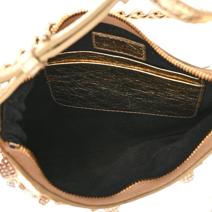 Balenciaga Metallic Arena Agneau Crystal Le Cagole Mini Purse With Chain Light Gold 5 of 9