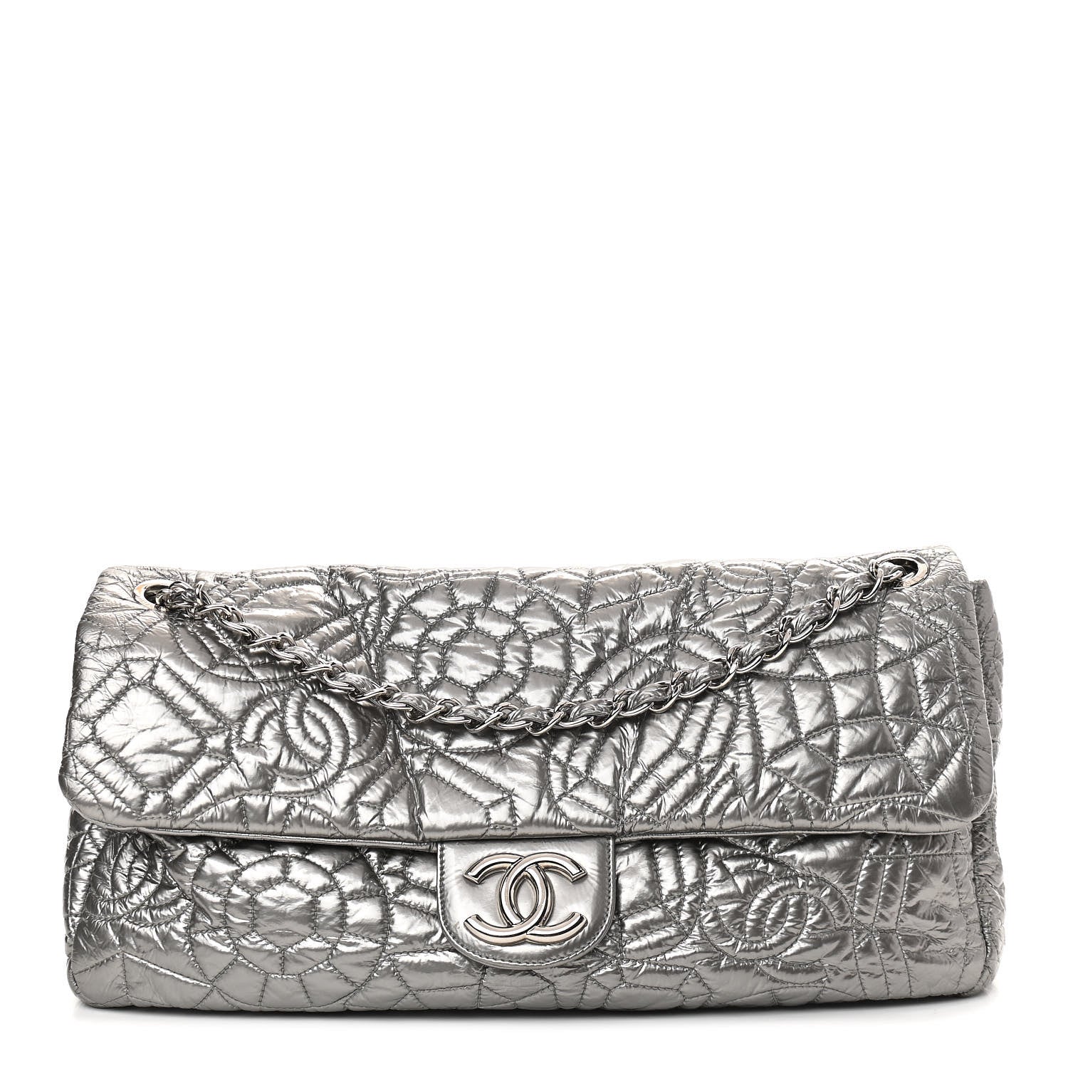 Chanel Vinyl Graphic Edge Flap Silver 1 of 8