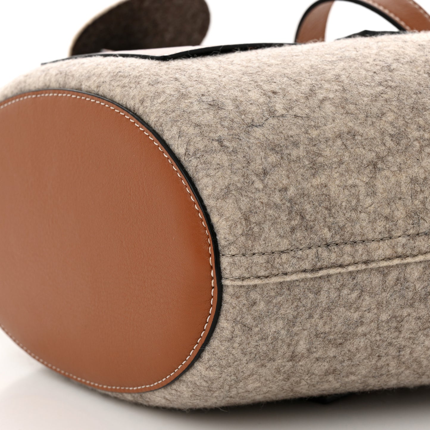 Calfskin Felt Elephant Basket Tote Beige Brown