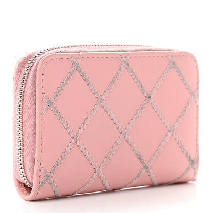 Chanel Lambskin Double Stitch Zip Coin Purse Pink 4 of 9