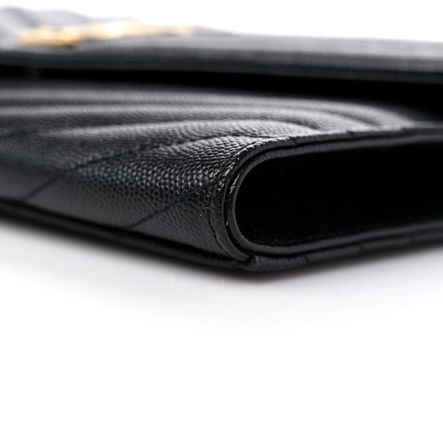 Saint Laurent Grain De Poudre Matelasse Chevron Monogram Envelope Clutch Black 9 of 10