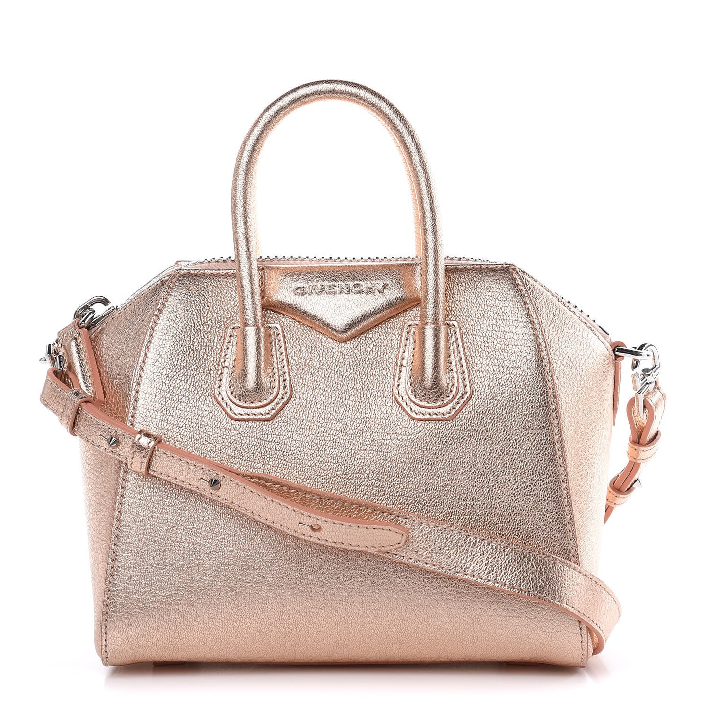 Metallic Sugar Goatskin Mini Antigona Light Pink