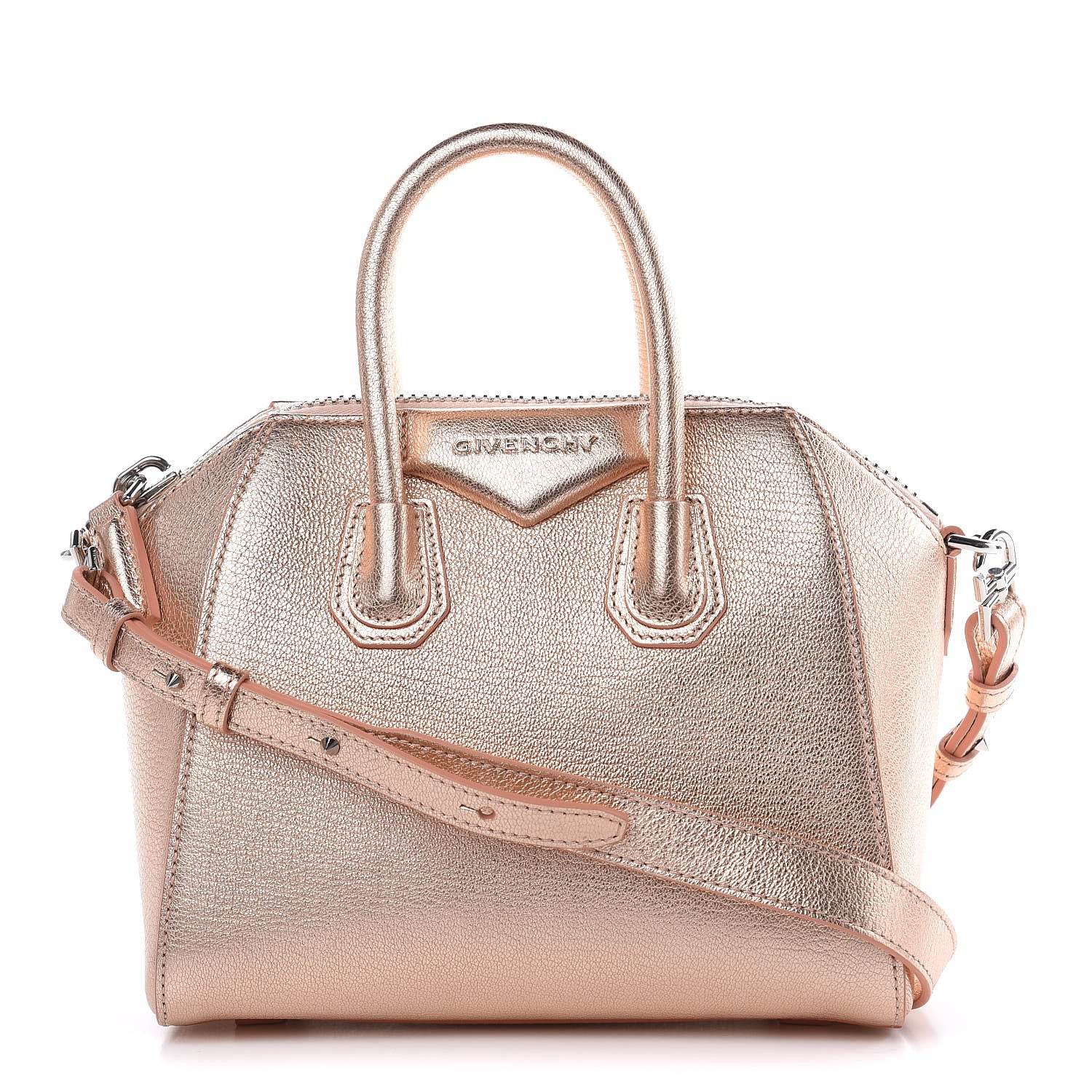 Givenchy Metallic Sugar Goatskin Mini Antigona Light Pink 1 of 12